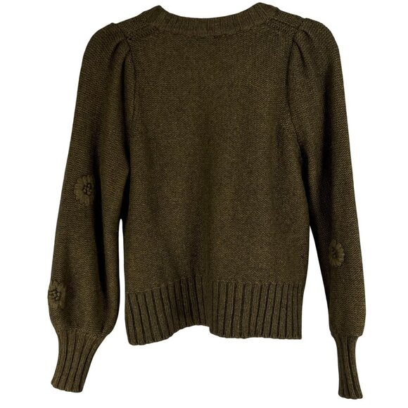 Madewell S 3D Floral Edencroft Pleat Sleeve Merino Wool Alpaca Cardigan Sweater - Picture 7 of 14